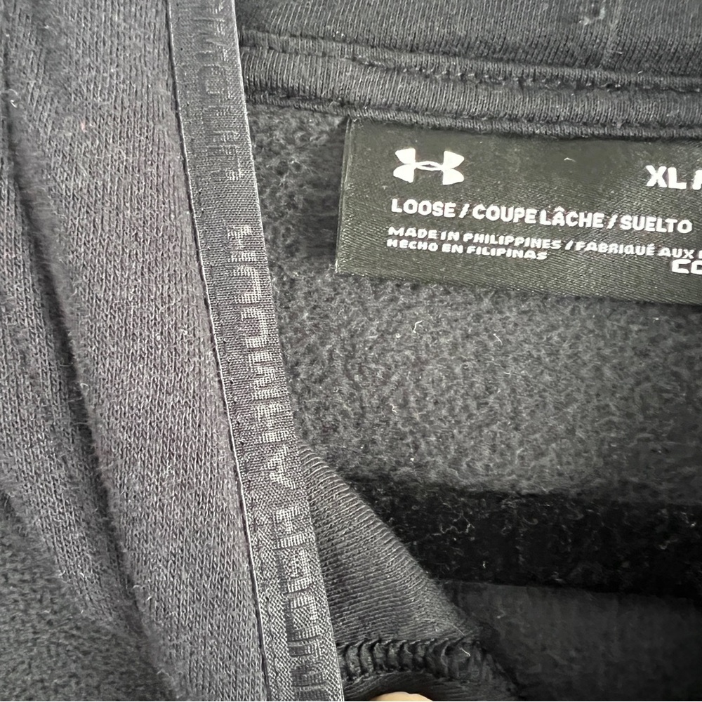 UNDER ARMOUR Black Blue Pink Fleece Loose Fit Hoodie - Men's Size XL - Picture 5 of 9